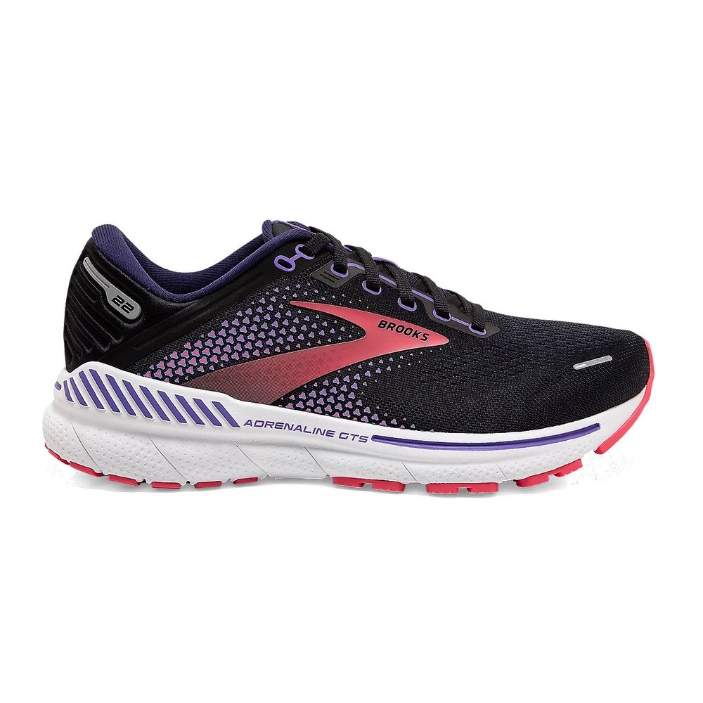 Brooks Adrenaline GTS 22 Women Running Shoes Black Purple Size 9 D Wide